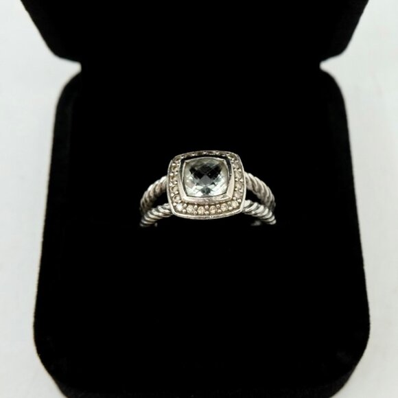 DAVID YURMAN~PETITE ALBION Prasiolite &  Diamond Cable Ring in Sterling Silver - Picture 8 of 9